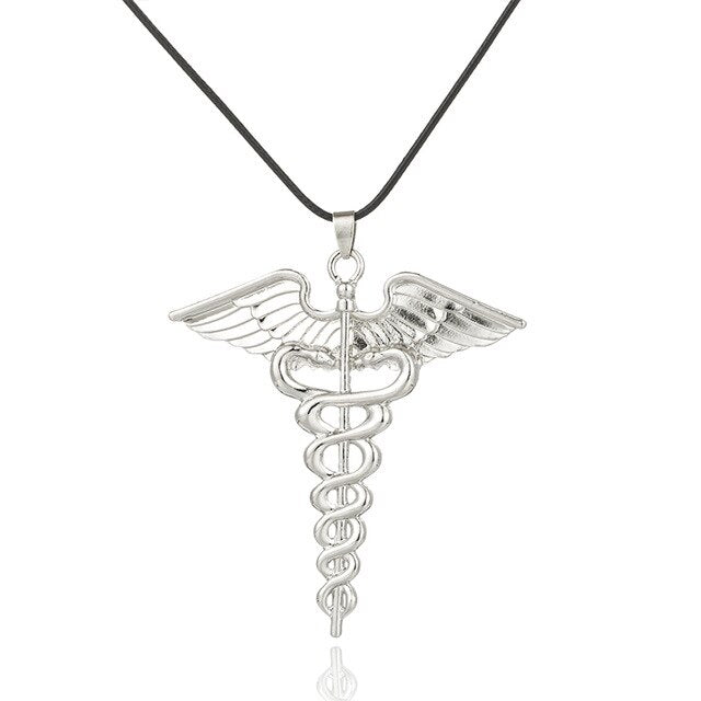 Caduceus Silver Plated Necklace