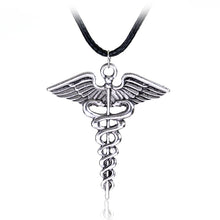 Load image into Gallery viewer, Caduceus Dark Silver Plated Necklace