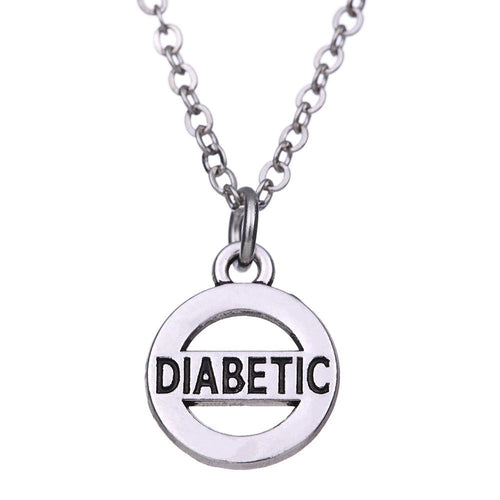 DIABETIC Round Sliver Choker Necklace