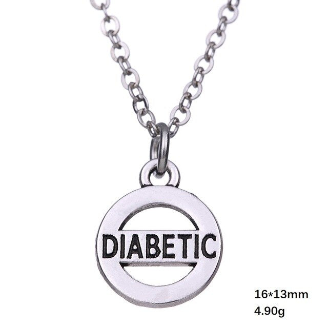 DIABETIC Round Sliver Choker Necklace